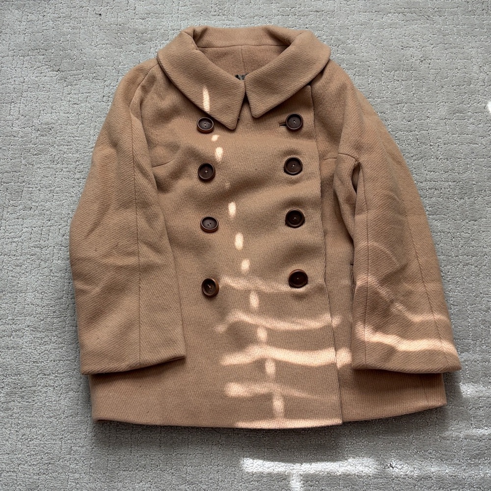 Vintage 60s camel coat with cheetah patterned lining